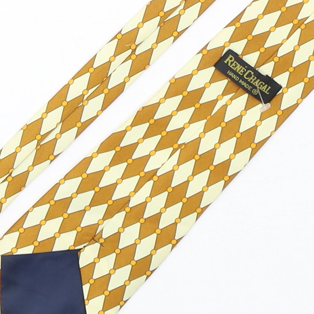 Rene Chagal Mens Multicoloured Plaids & Checks Silk Pointed Tie One Size