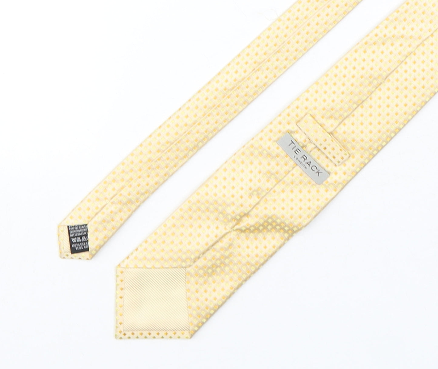 Tie Rack  Mens Yellow Geometric Silk Pointed Tie One Size