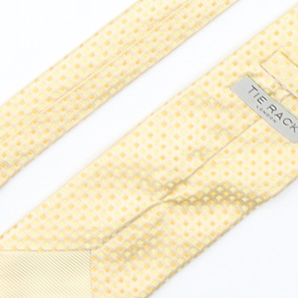 Tie Rack  Mens Yellow Geometric Silk Pointed Tie One Size