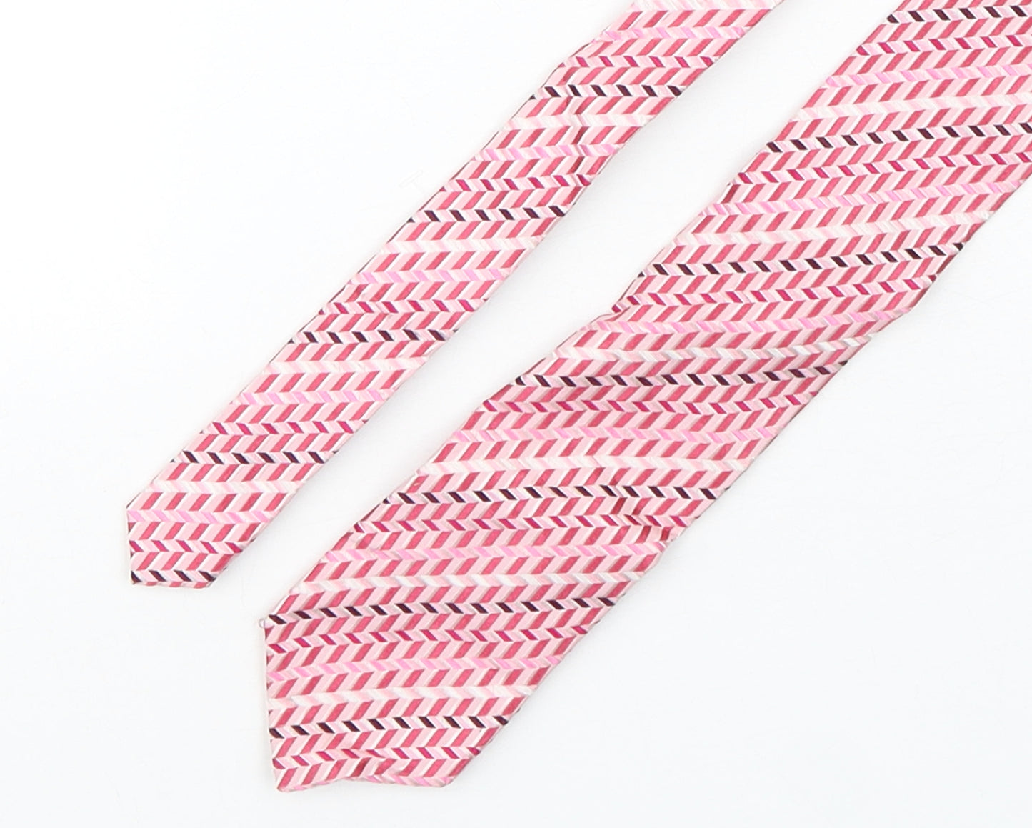 T.M.Lewin  Mens Pink Geometric Silk Pointed Tie One Size