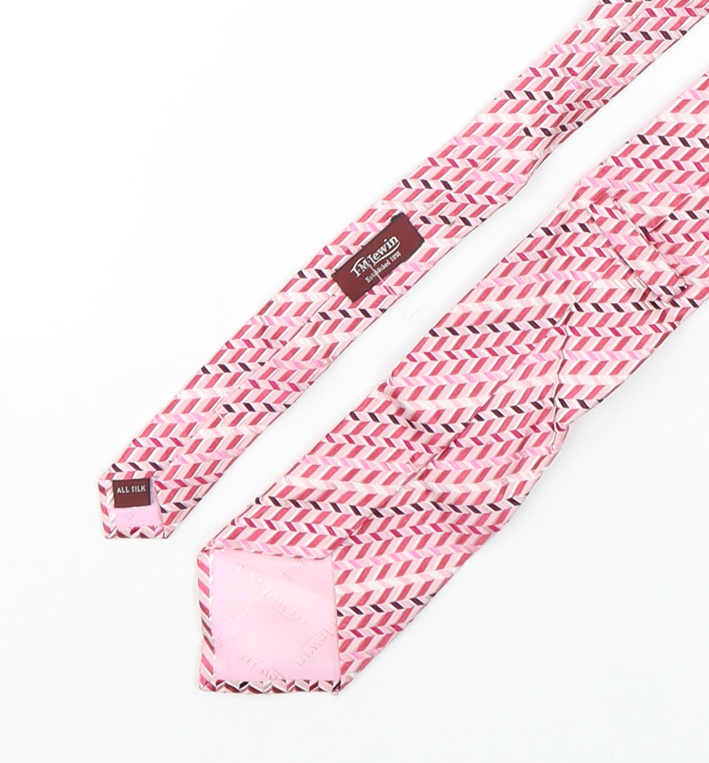 T.M.Lewin  Mens Pink Geometric Silk Pointed Tie One Size
