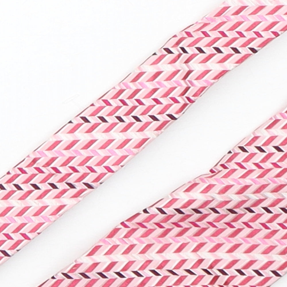 T.M.Lewin  Mens Pink Geometric Silk Pointed Tie One Size