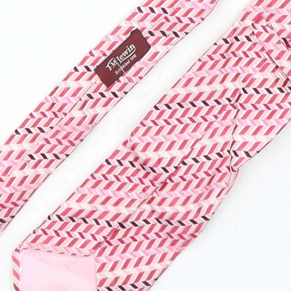 T.M.Lewin  Mens Pink Geometric Silk Pointed Tie One Size