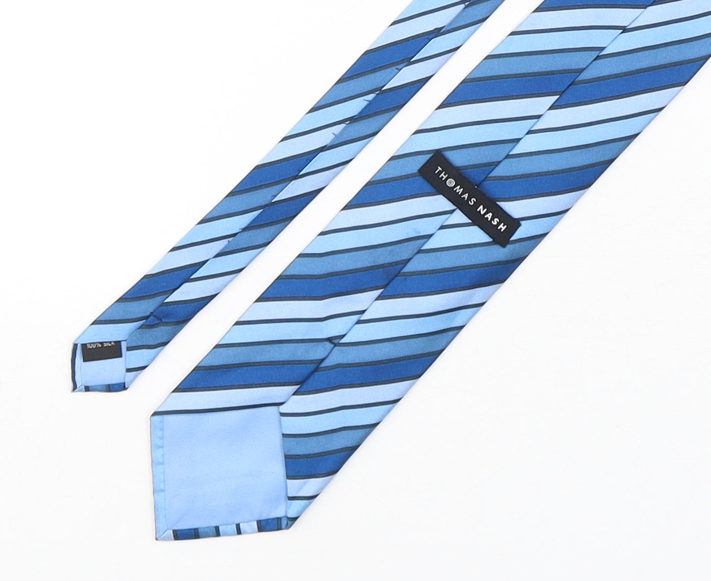Thomas Nash  Mens Blue Striped Silk Pointed Tie One Size