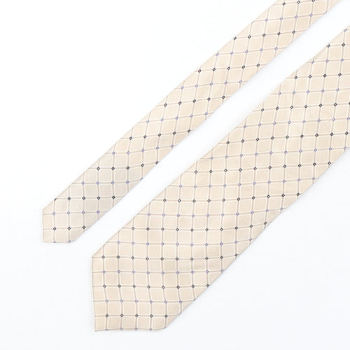 Marks and Spencer Mens Beige Plaids & Checks Silk Pointed Tie One Size