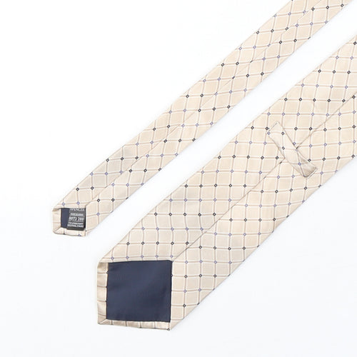 Marks and Spencer Mens Beige Plaids & Checks Silk Pointed Tie One Size