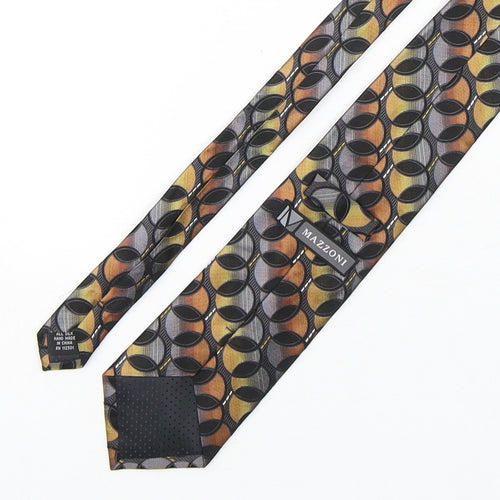 Mazzoni Mens Multicoloured Geometric Silk Pointed Tie One Size