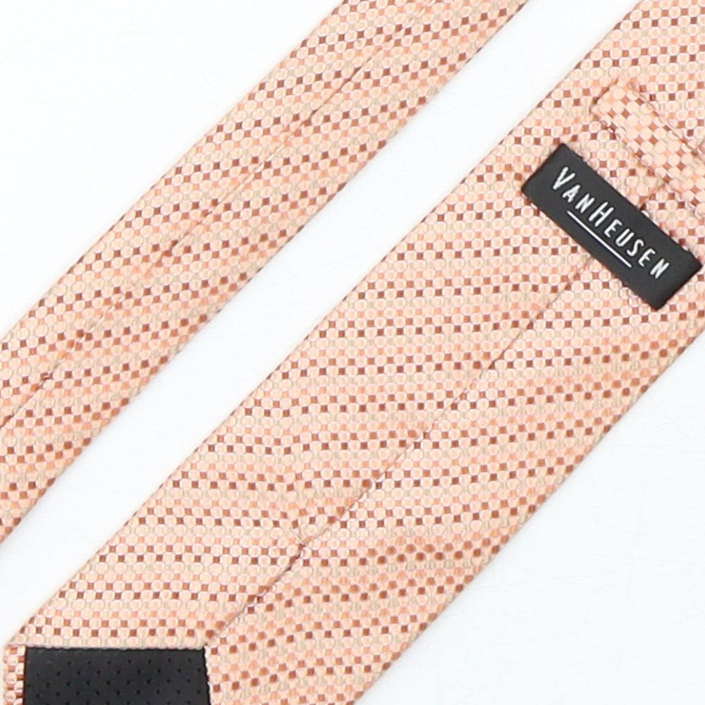 Van Heusen  Mens Orange Plaids & Checks Silk Pointed Tie One Size