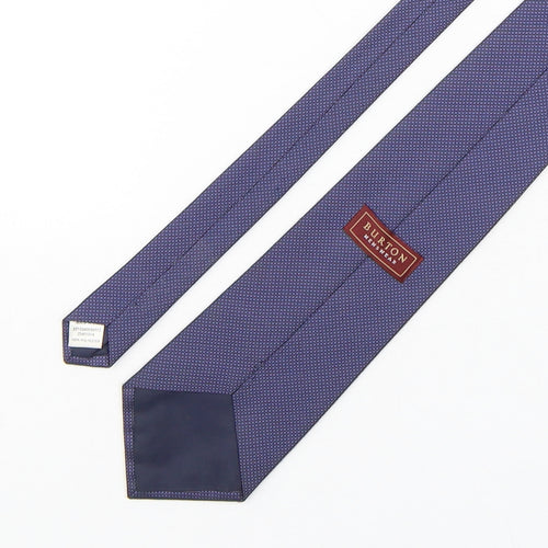 Burtn  Mens Blue Geometric Polyester Pointed Tie One Size
