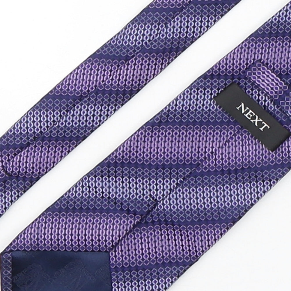 NEXT Mens Purple Geometric Silk Pointed Tie One Size