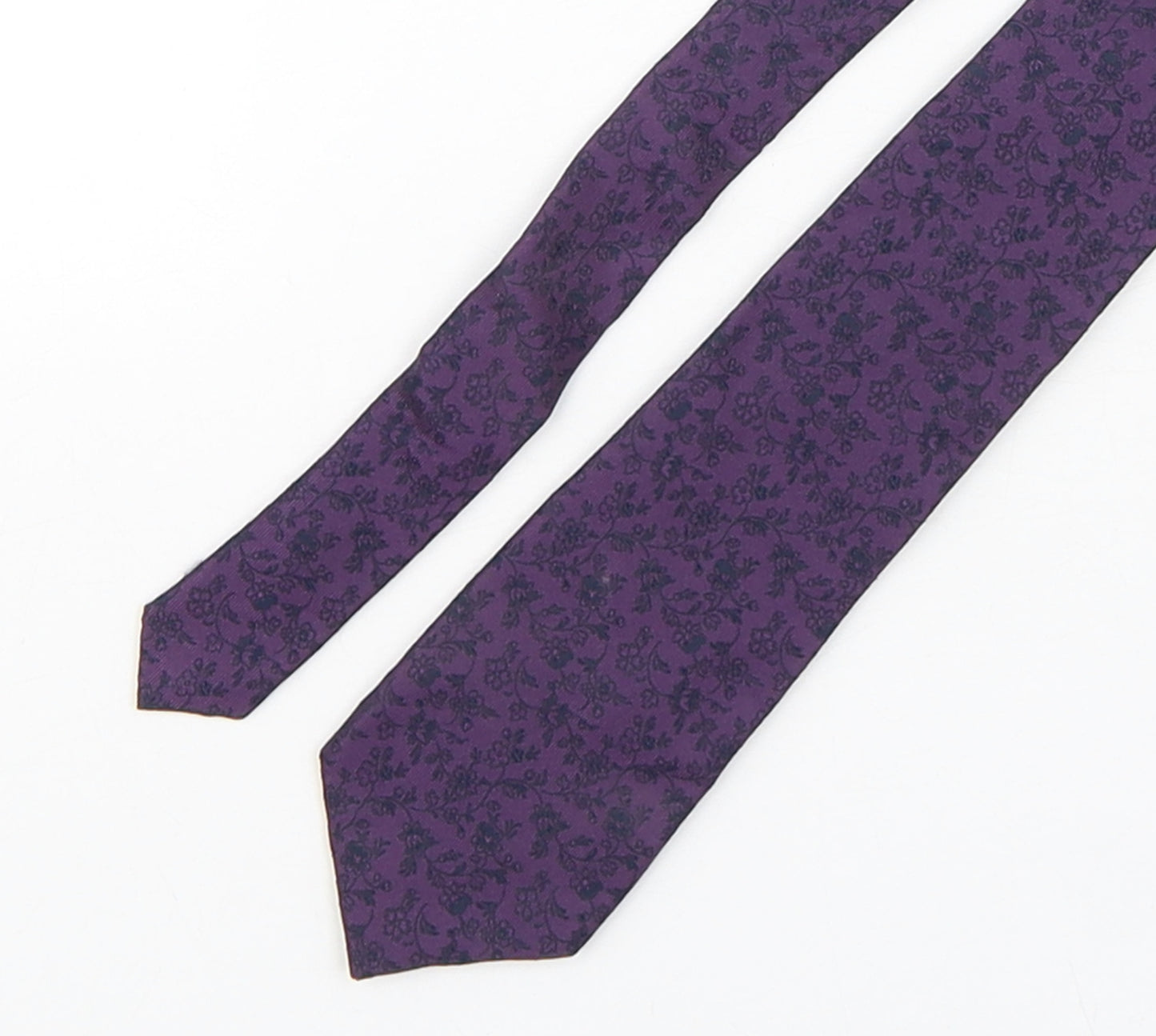 Autograph Mens Purple Floral Silk Pointed Tie One Size
