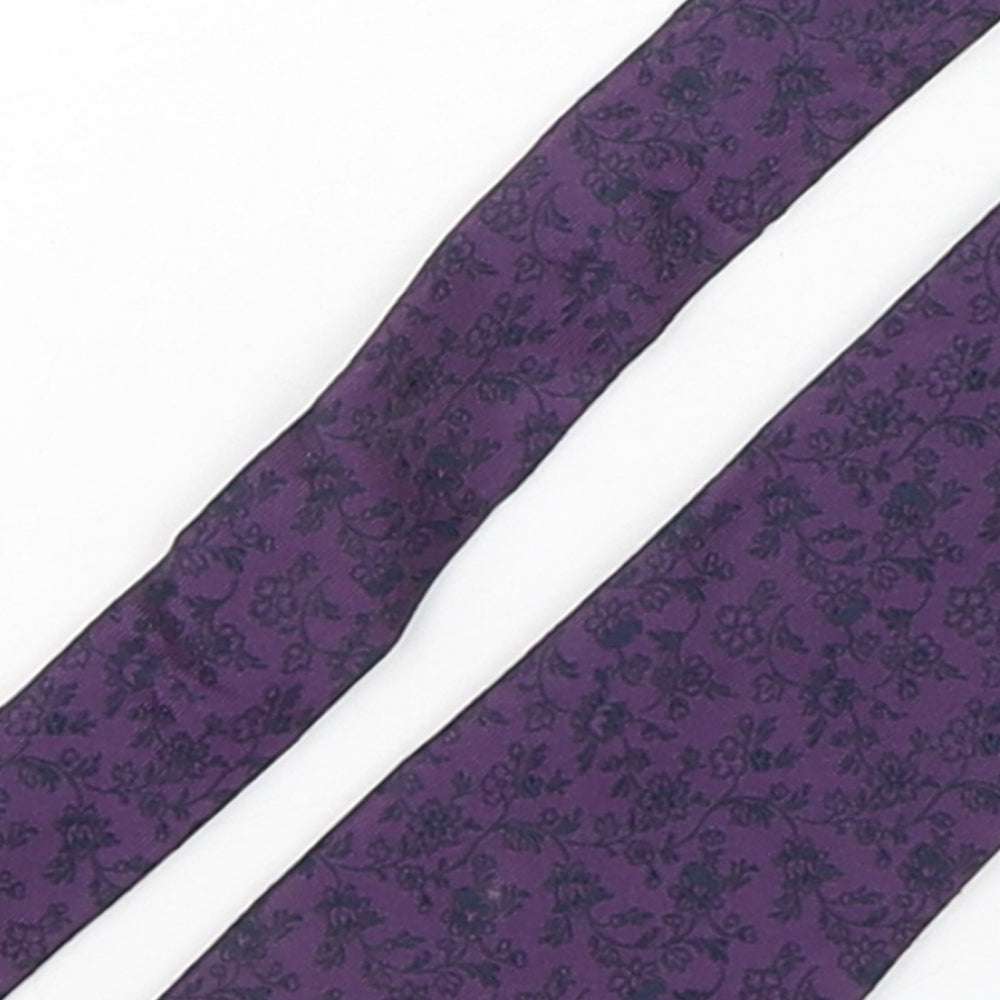 Autograph Mens Purple Floral Silk Pointed Tie One Size