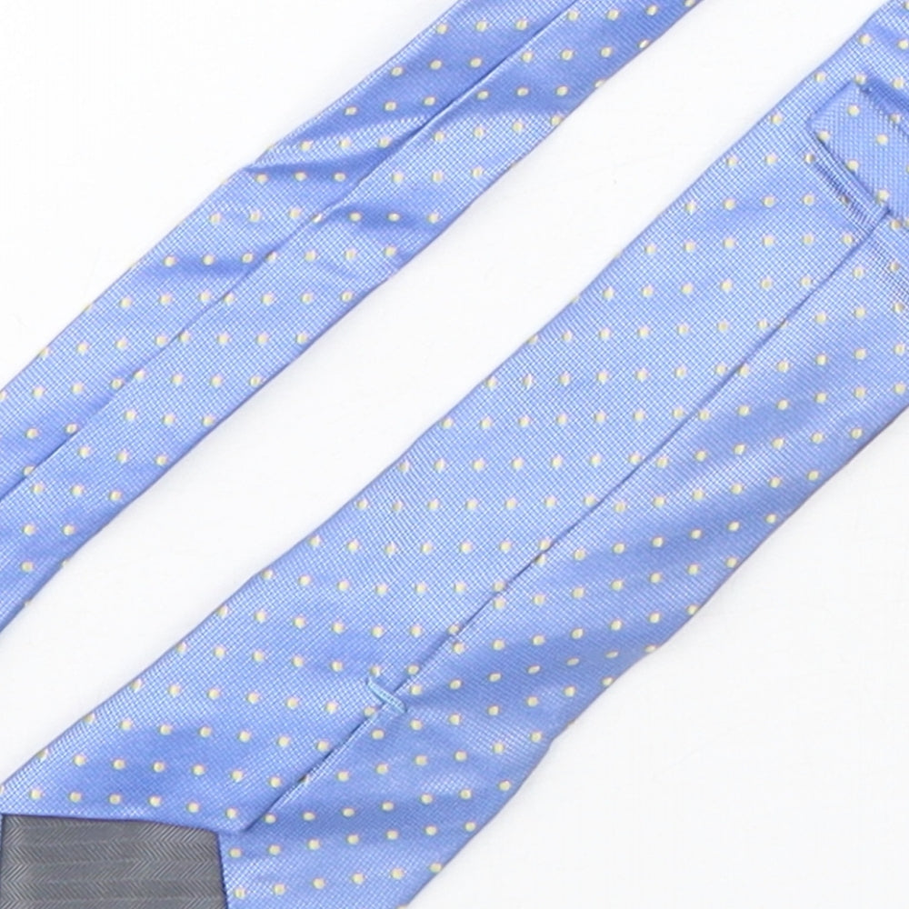 Marks and Spencer Mens Blue Polka Dot Silk Pointed Tie One Size