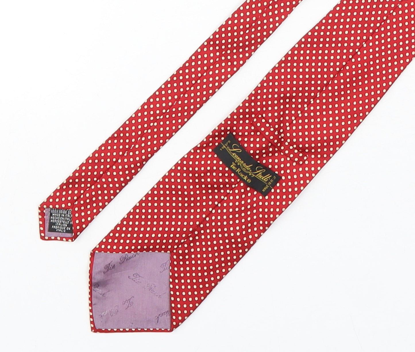 Leonardo Stelli Mens Red Polka Dot Silk Pointed Tie One Size