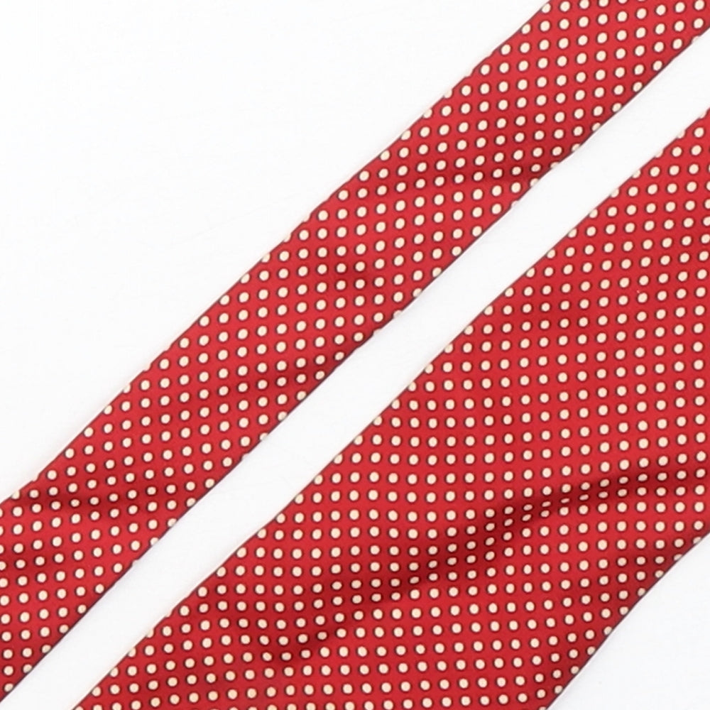 Leonardo Stelli Mens Red Polka Dot Silk Pointed Tie One Size