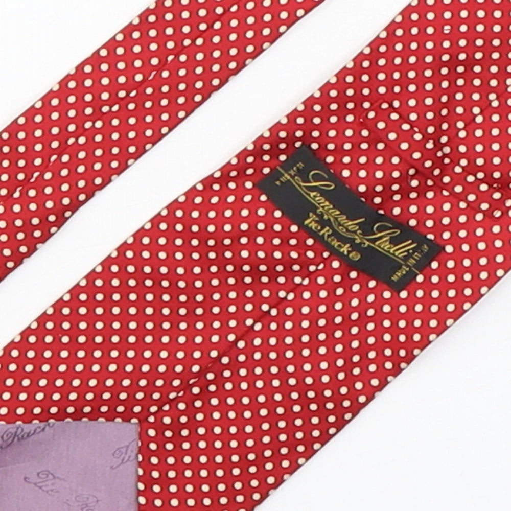 Leonardo Stelli Mens Red Polka Dot Silk Pointed Tie One Size