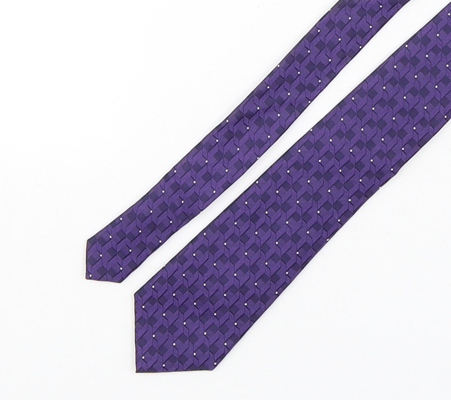 Jaeger Mens Purple Geometric Silk Pointed Tie One Size