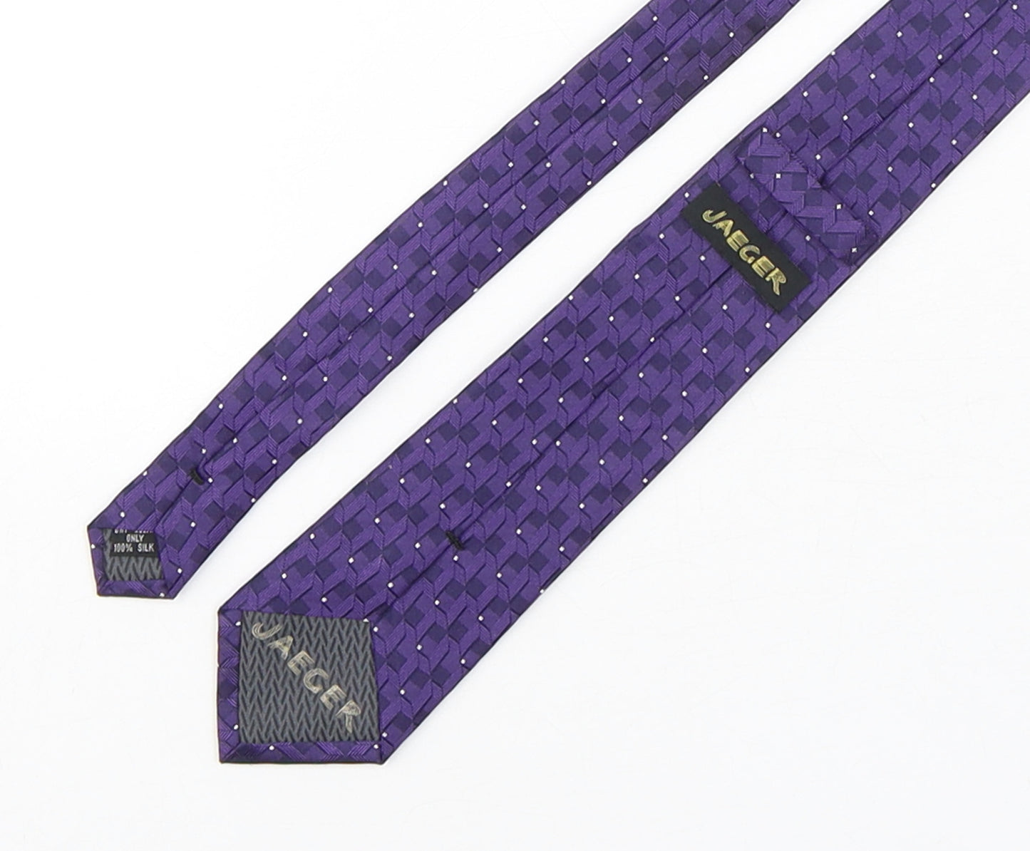 Jaeger Mens Purple Geometric Silk Pointed Tie One Size