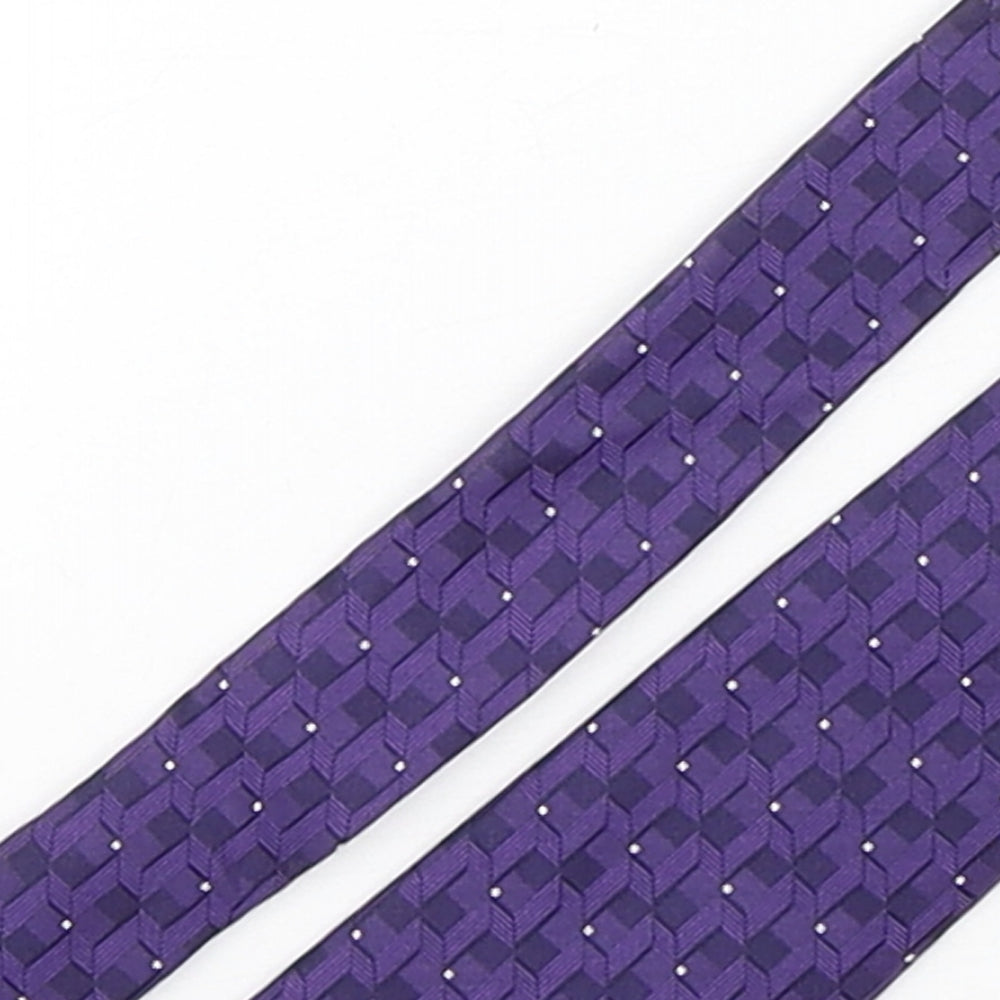 Jaeger Mens Purple Geometric Silk Pointed Tie One Size