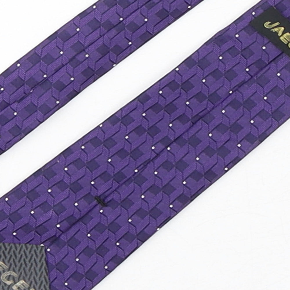Jaeger Mens Purple Geometric Silk Pointed Tie One Size