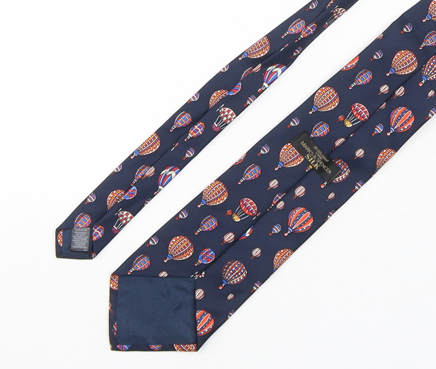Marks and Spencer Mens Multicoloured Geometric Silk Pointed Tie One Size - Hot Air Balloons