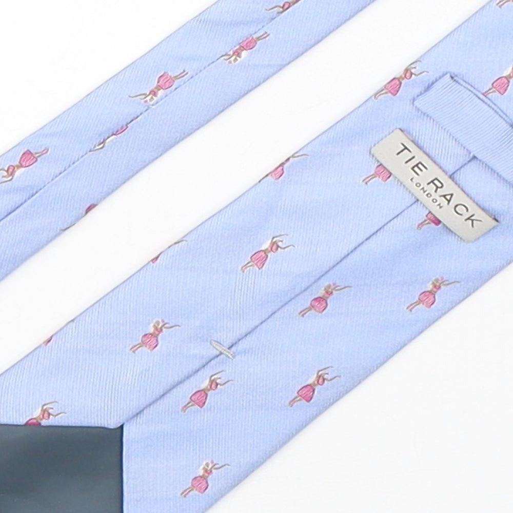 Tie Rack  Mens Blue Geometric Silk Pointed Tie One Size