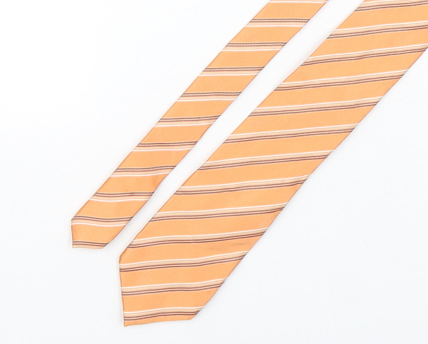 NEXT Mens Orange Striped Silk Pointed Tie One Size