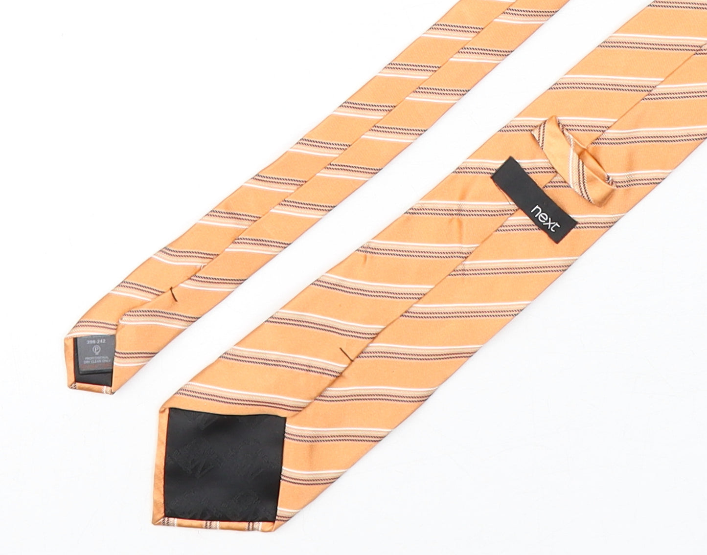NEXT Mens Orange Striped Silk Pointed Tie One Size
