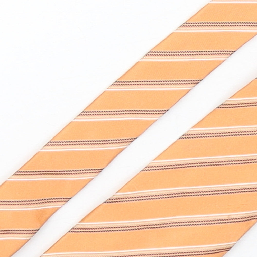 NEXT Mens Orange Striped Silk Pointed Tie One Size