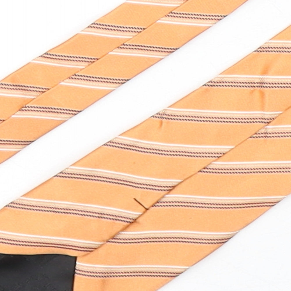 NEXT Mens Orange Striped Silk Pointed Tie One Size