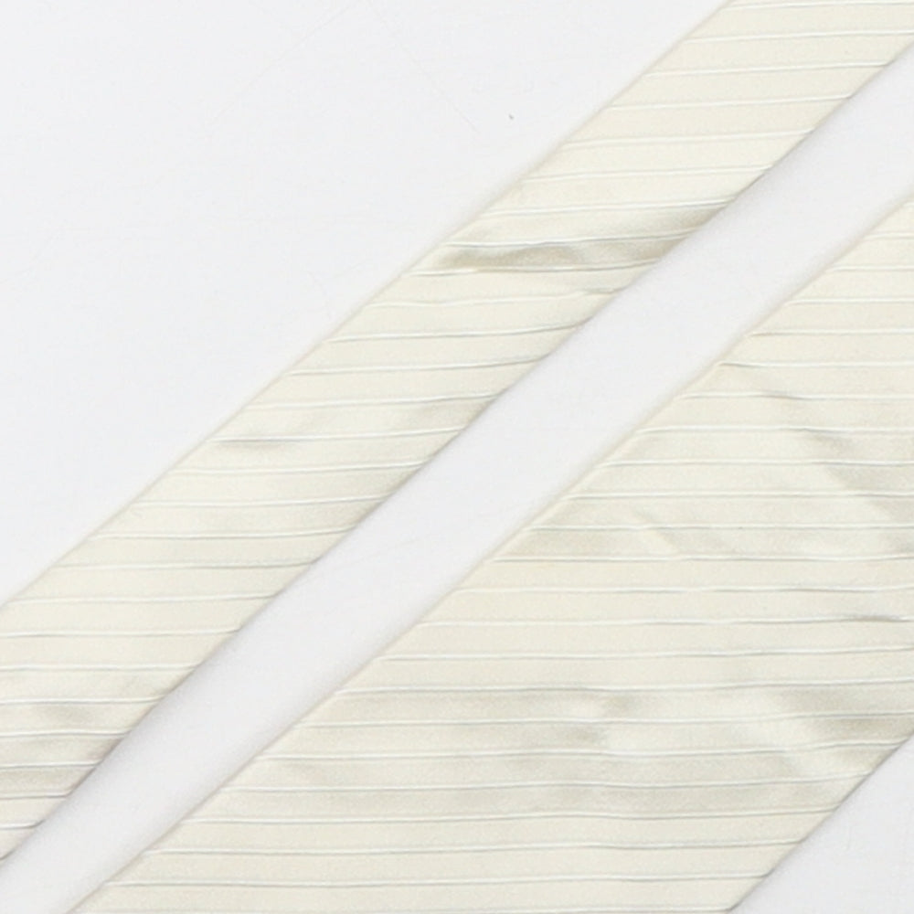Pierre Cardin  Mens White Striped Silk Pointed Tie One Size