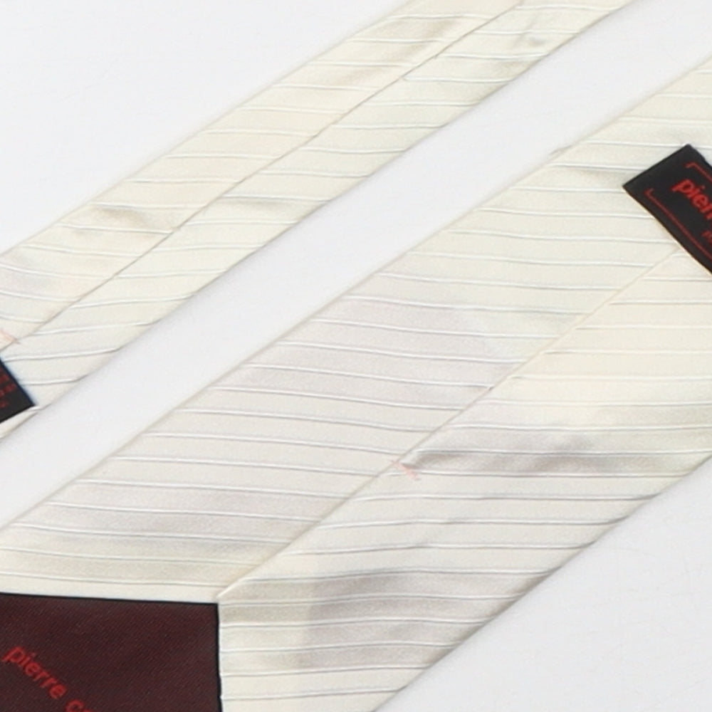 Pierre Cardin  Mens White Striped Silk Pointed Tie One Size