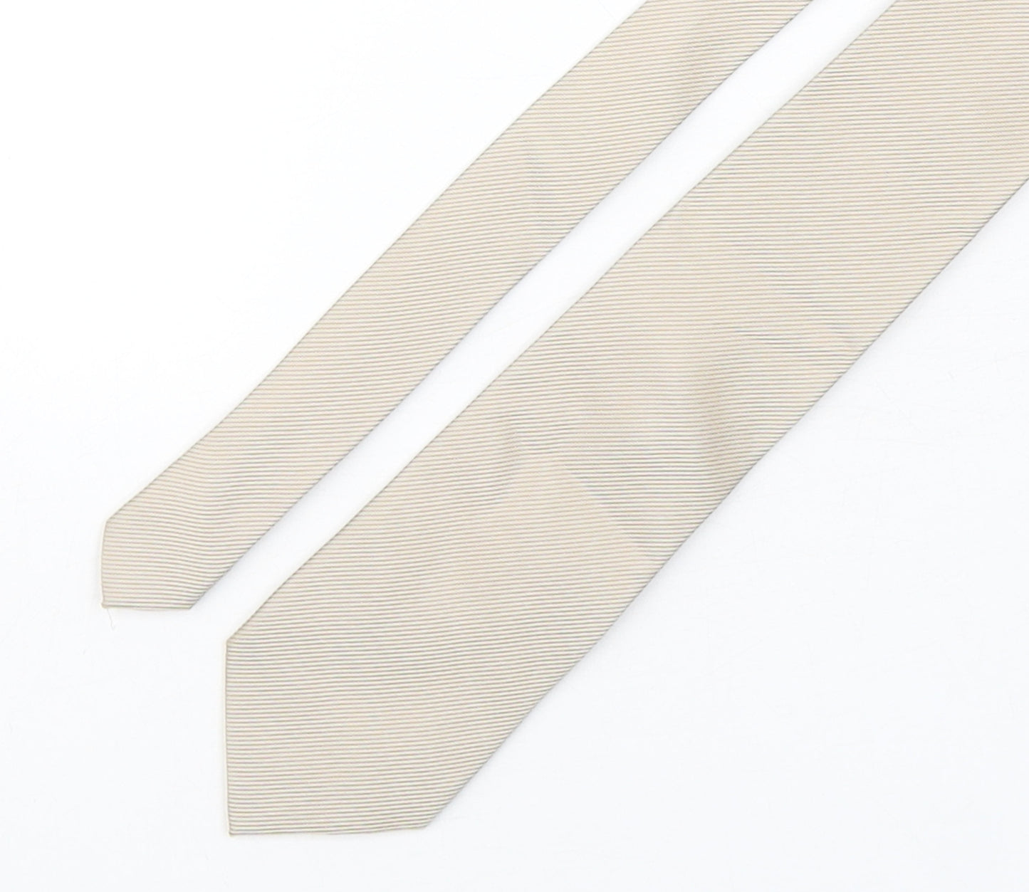 Thomas Nash  Mens Beige Striped Silk Pointed Tie One Size