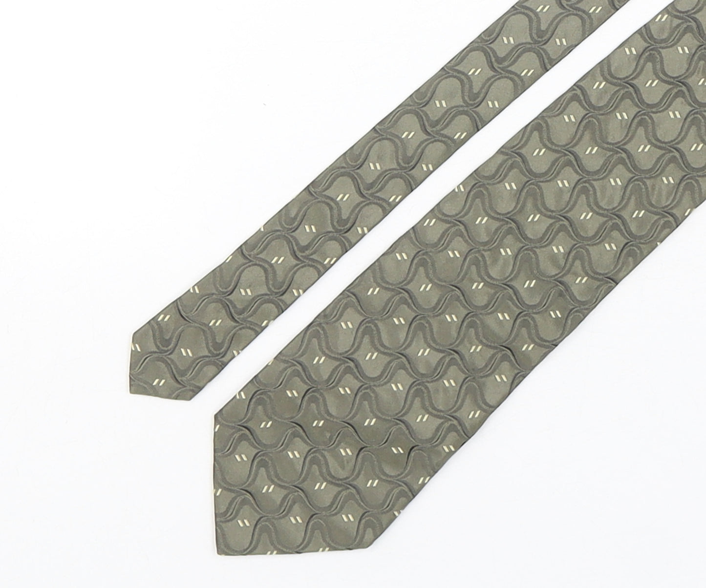 Baumler Mens Green Geometric Silk Pointed Tie One Size