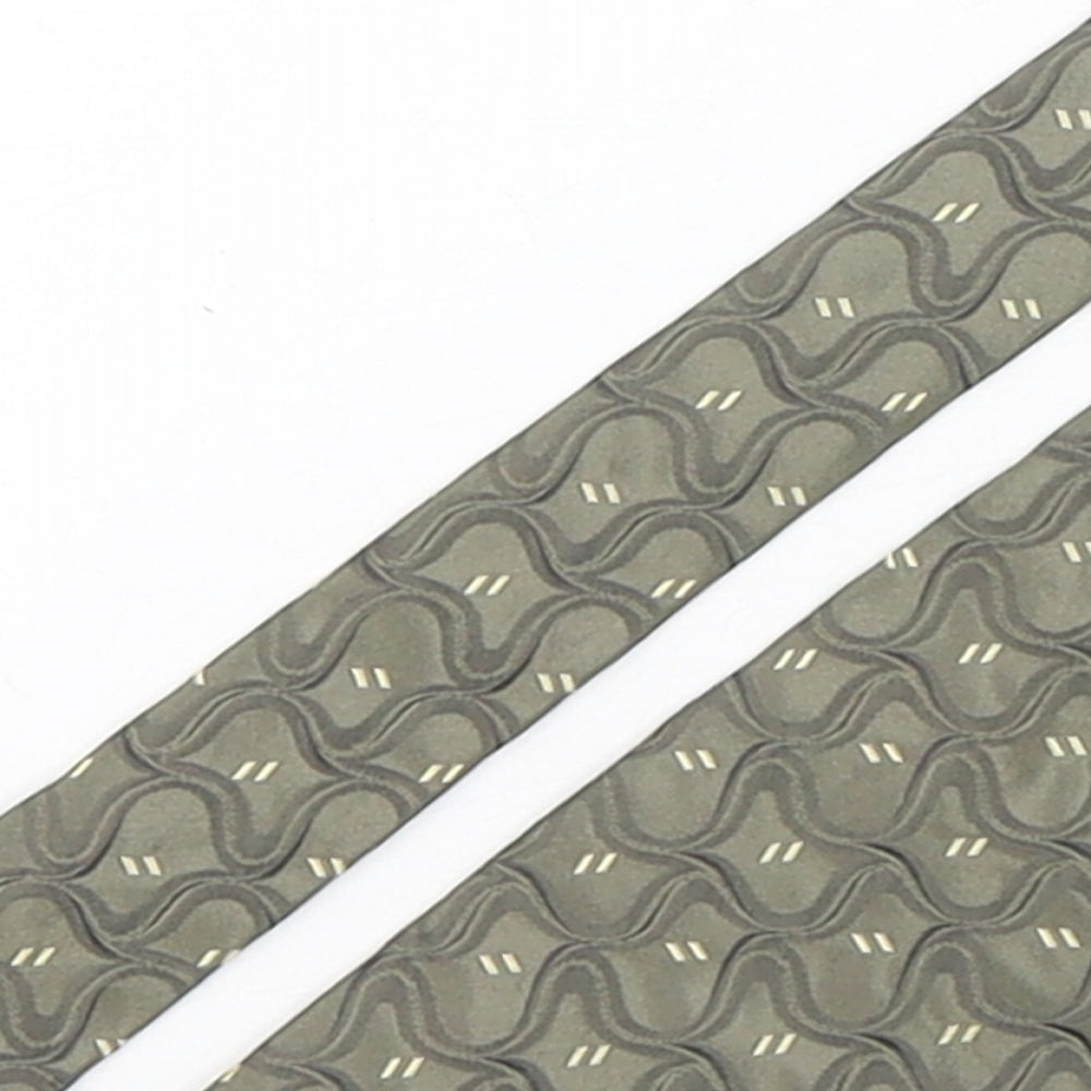 Baumler Mens Green Geometric Silk Pointed Tie One Size