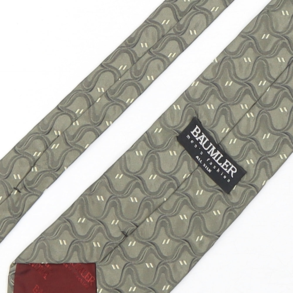 Baumler Mens Green Geometric Silk Pointed Tie One Size