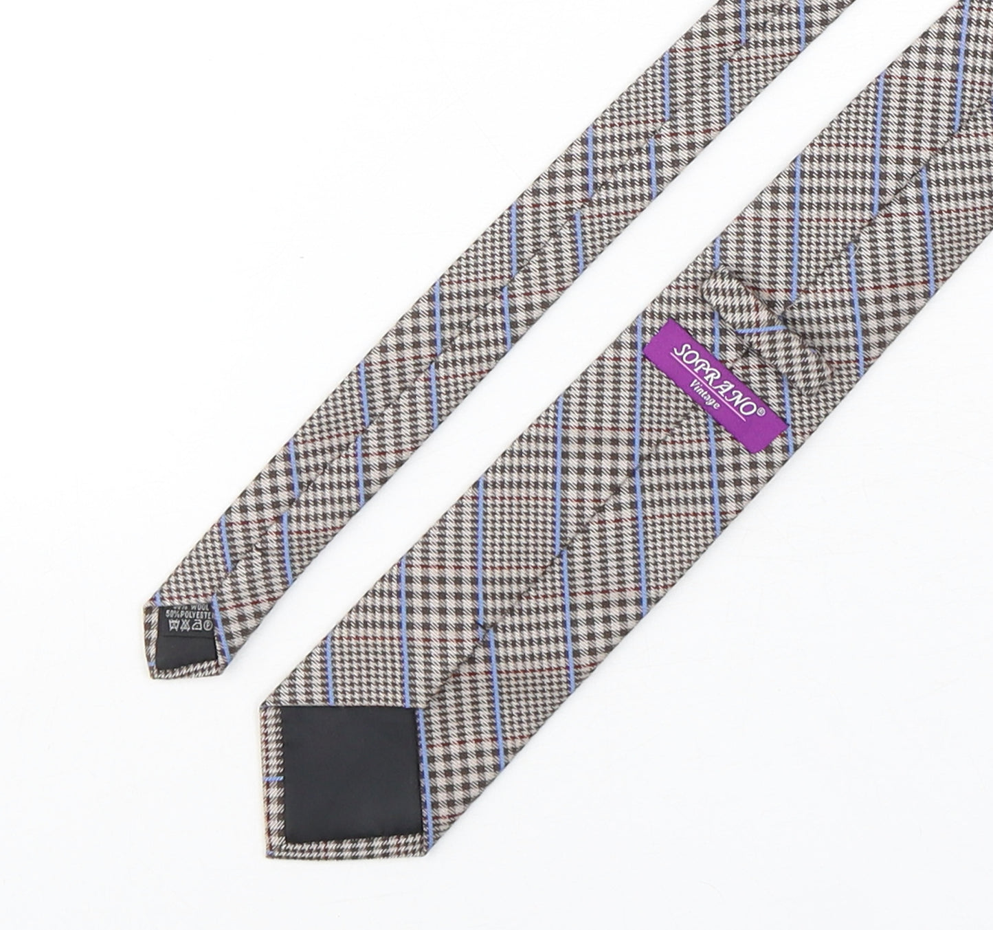 Soprano Mens Multicoloured Plaids & Checks Wool Pointed Tie One Size