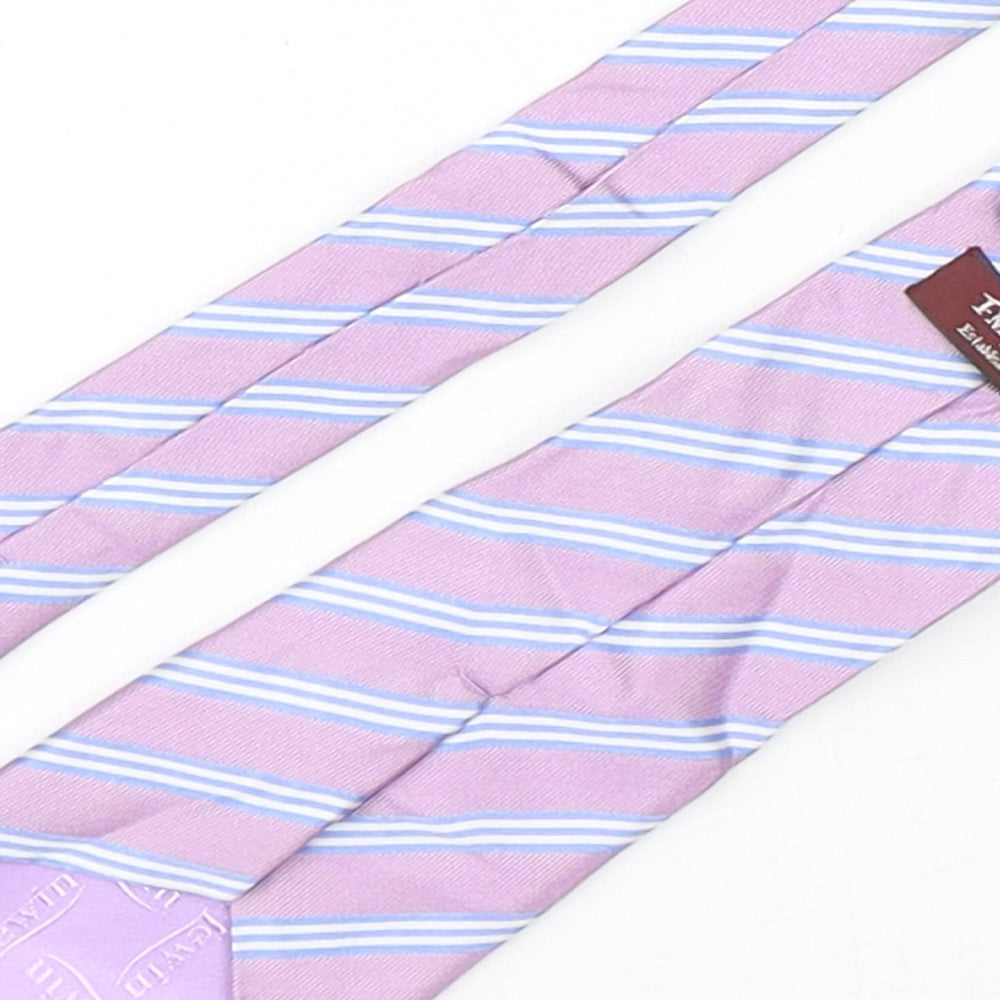 T.M.Lewin  Mens Multicoloured Striped Silk Pointed Tie One Size