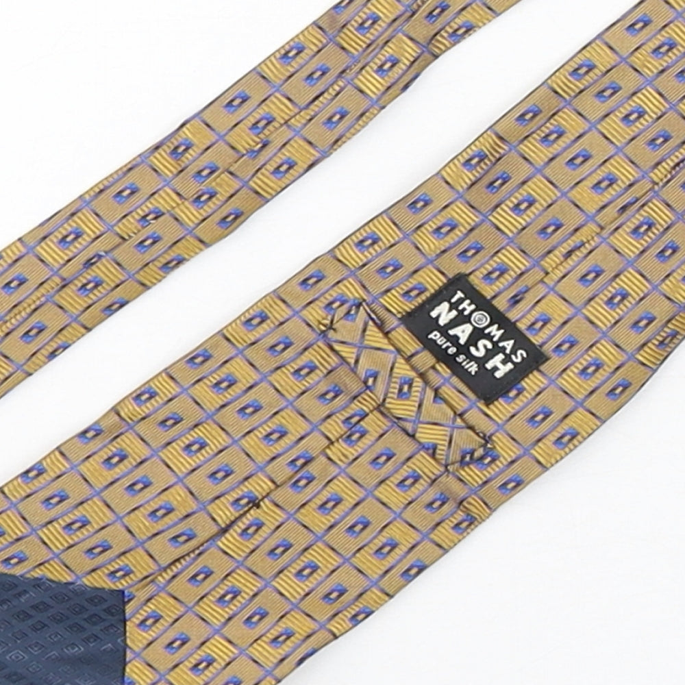 Thomas Nash  Mens Multicoloured Geometric Silk Pointed Tie One Size