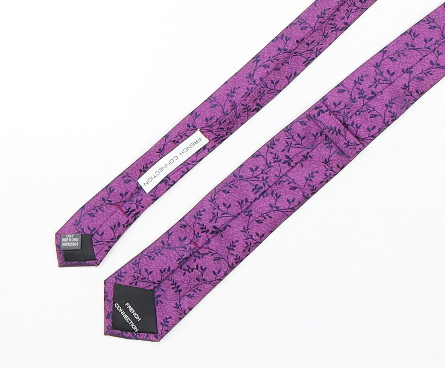 French Connection  Mens Purple Floral Silk Pointed Tie One Size