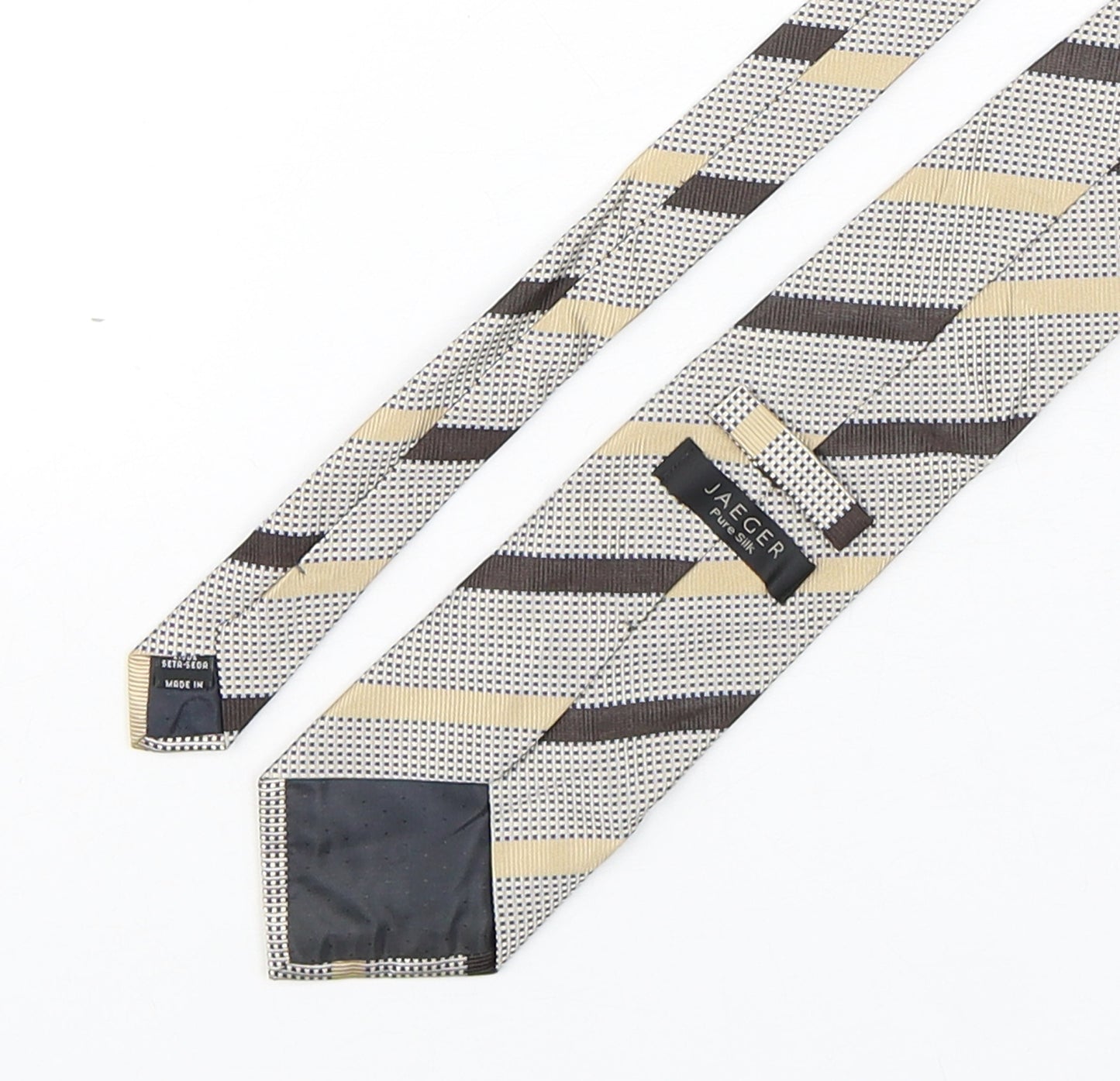 Jaeger Mens Multicoloured Striped Silk Pointed Tie One Size