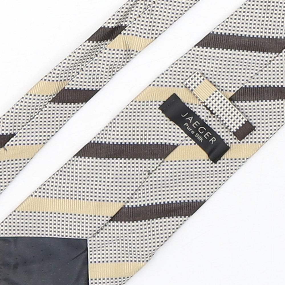 Jaeger Mens Multicoloured Striped Silk Pointed Tie One Size