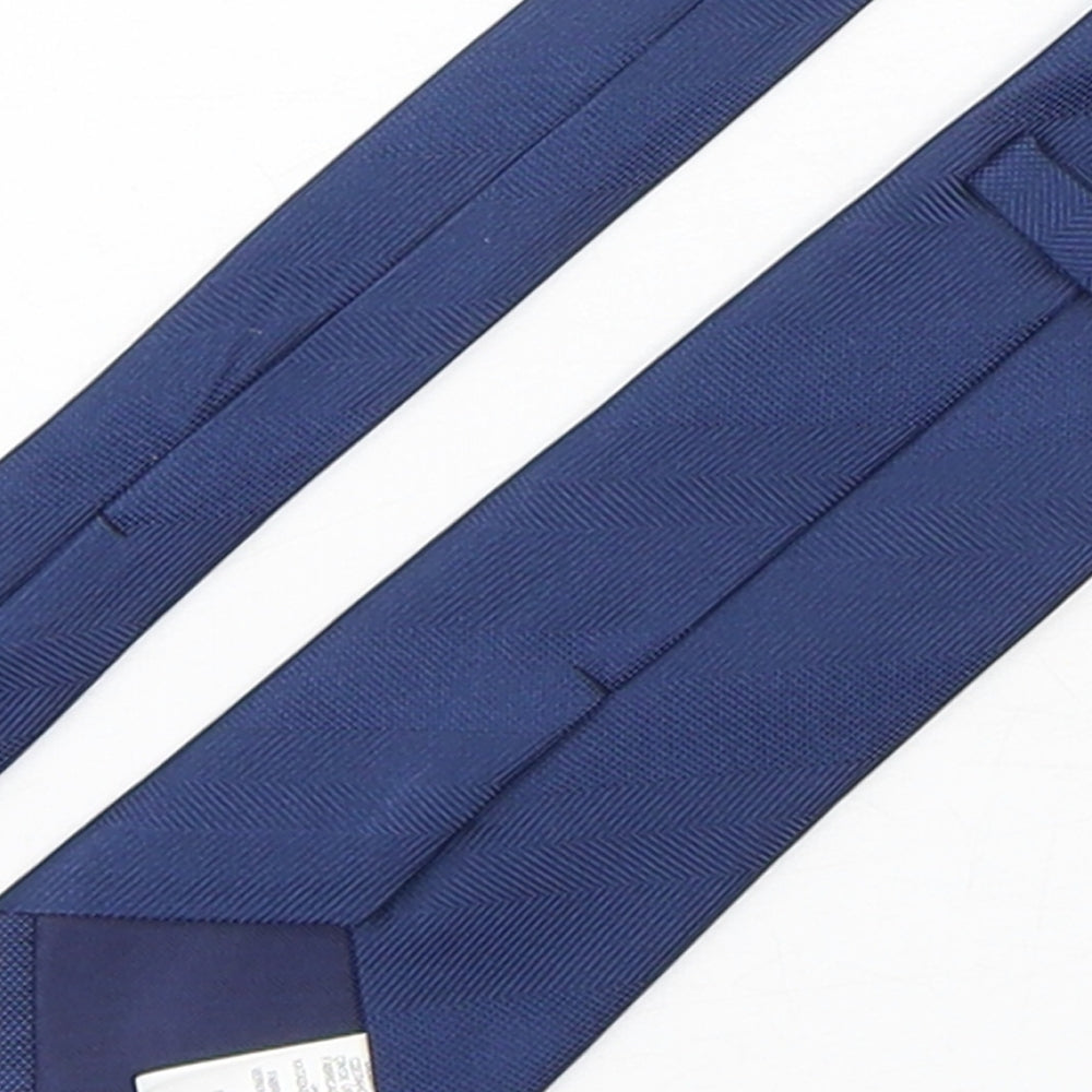 Marks and Spencer Mens Blue  Silk Pointed Tie One Size