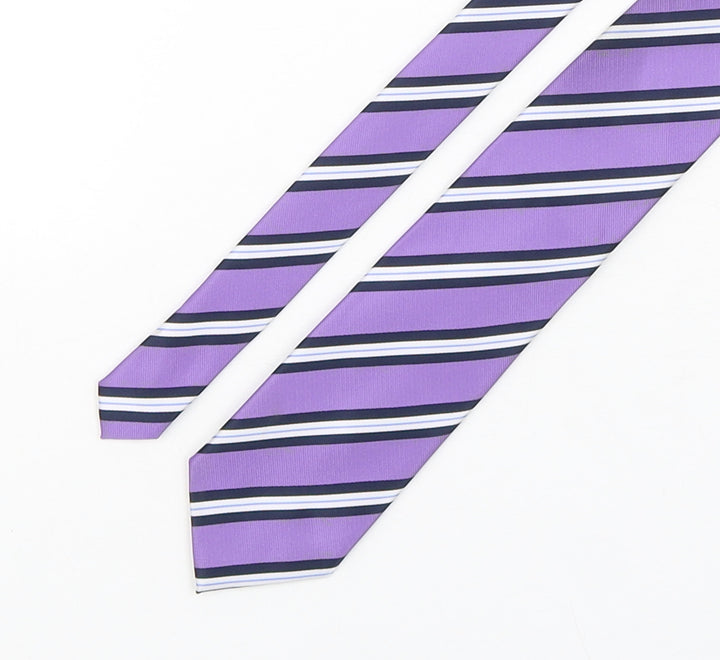 BHS Mens Multicoloured Striped Polyester Pointed Tie One Size