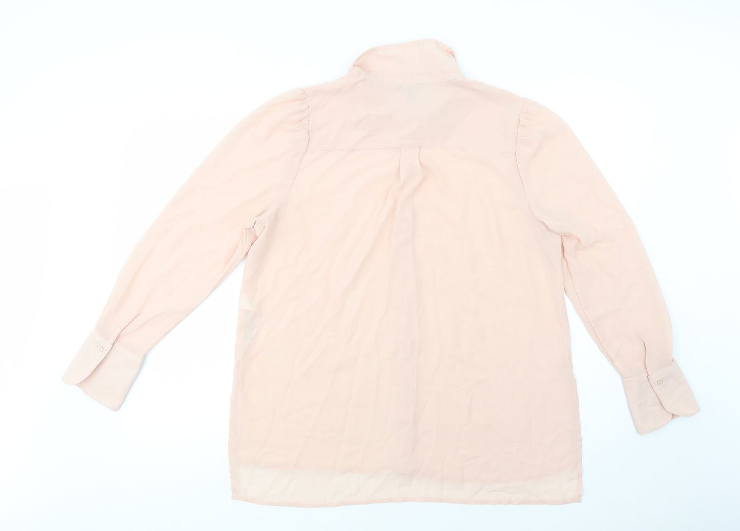 New Look Womens Pink  Polyester Basic Button-Up Size 14 Collared