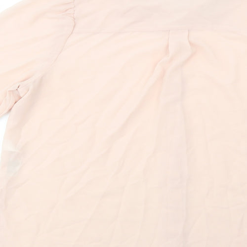 New Look Womens Pink  Polyester Basic Button-Up Size 14 Collared