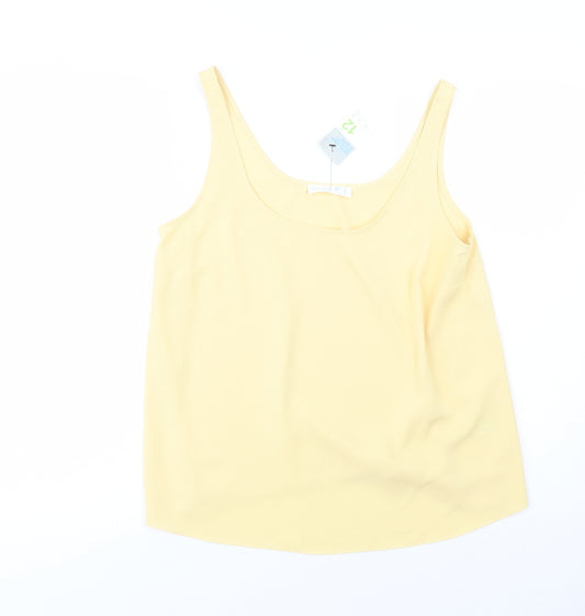 Front view of Primark women’s yellow polyester camisole blouse, size UK 12, scoop neck