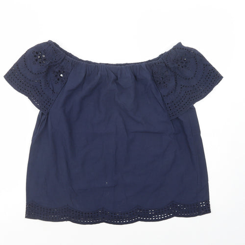 Dorothy Perkins Womens Blue  Cotton Basic Blouse Size 10 Off the Shoulder