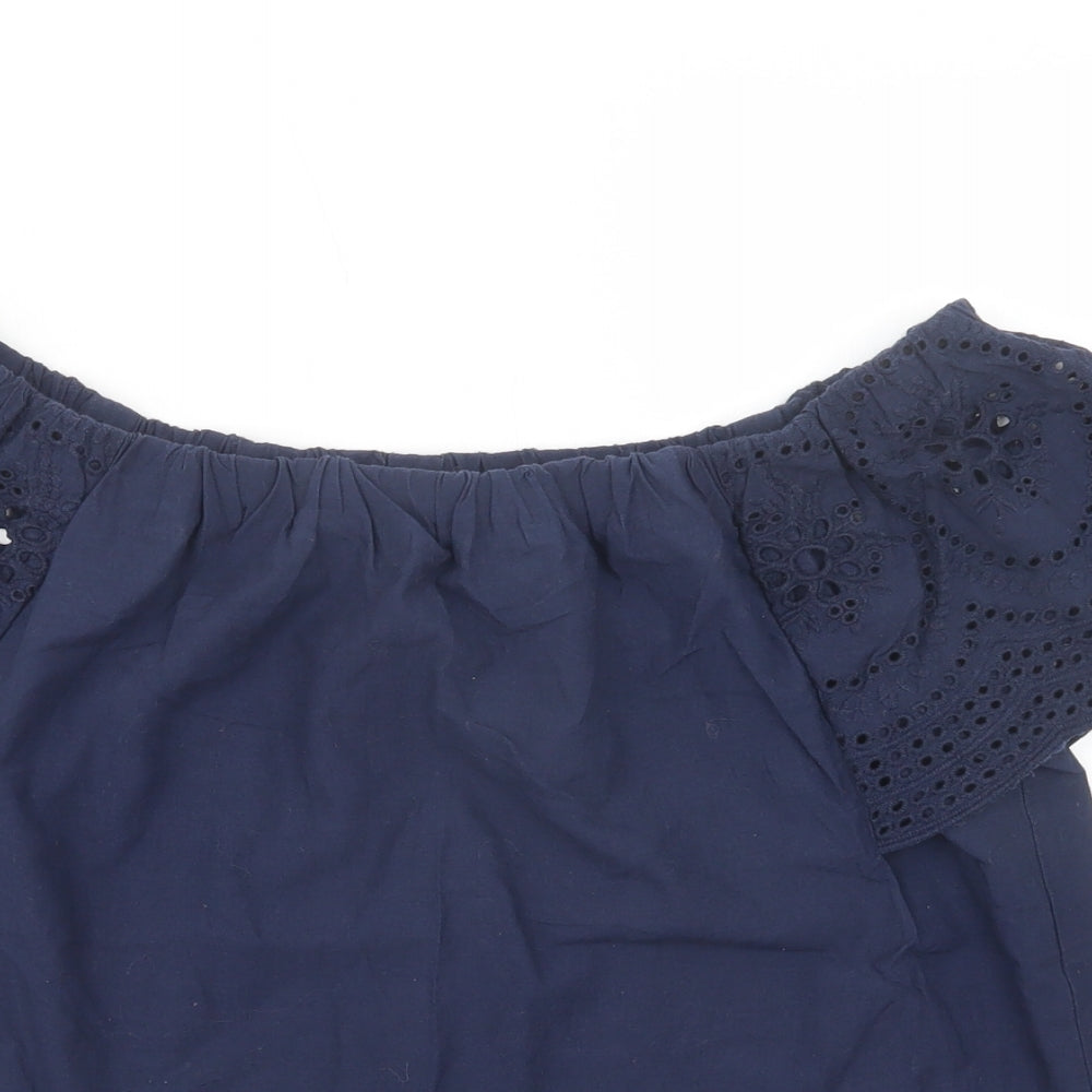 Dorothy Perkins Womens Blue  Cotton Basic Blouse Size 10 Off the Shoulder