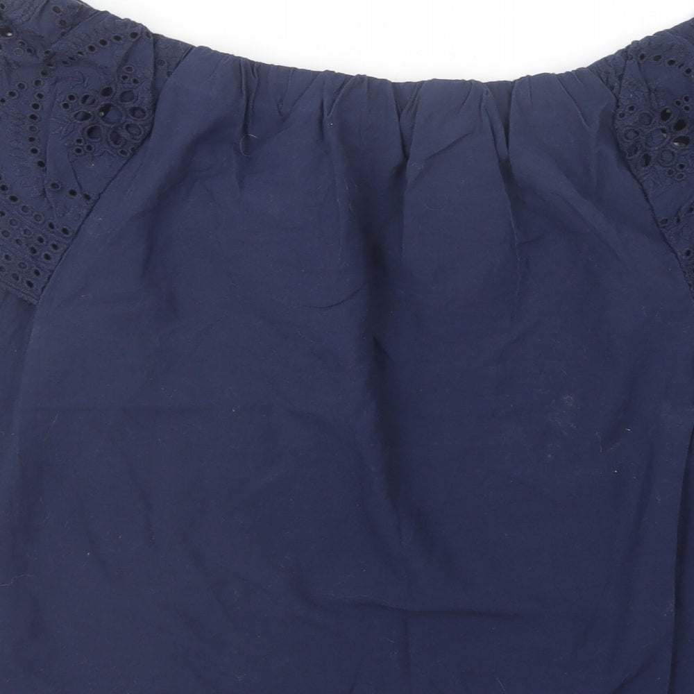 Dorothy Perkins Womens Blue  Cotton Basic Blouse Size 10 Off the Shoulder